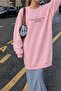 Women's Oversize Sweatshirt Dress Perfect Man Printed Pink – Crew Neck, 3 Thread Raster Fleece - 4