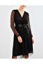 2494 Double-Breasted Collar Tulle Dress - Black - 2