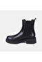 Women's Black Elastic Thick Soled Leather Chelsea Boots - 3