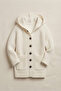 Girl's Hooded Seamless Long Buttoned Knitwear Cardigan with Pockets - 4
