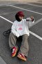 Women's Oversize Sweatshirt Dress Sweet Mood Printed White – Crew Neck, 3 Thread Raster Fleece - 2