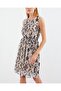 2501 Patterned Zero Sleeve Chiffon Dress - Black