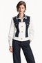 Denim Detailed Buttoned White Jacket - 4