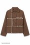 Brown Short Jacket with Hidden Placket Lining - 6