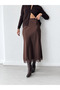 Sylvie Lace Detailed Satin Midi Skirt Women's Brown - 2