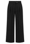 Black Pleated Wide-Leg Fabric Trousers