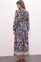 Women's Patterned Long Hijab Dress 2586 - Blue - 2