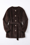 Buttoned Front Fox Fur Coat 50719 - Brown - 5