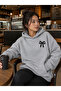 Gray Hooded Sweatshirt Black Ribbon