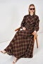 Women's Buttoned Long Hijab Dress 2588 - Brown - 2