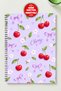 Cherry Design Themed Set of 4 A5 Metal Spiral Bound 2 Pcs. Striped- 2 Pcs. Checkered Cardboard Cover Cherry Design Themed 4-Piece Notebook Set - 2