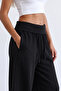 Women's black folded high waist 3 thread inner raised baggy sweatpants alc-x15887 - 5