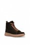 D26Kb-1250 Women's Genuine Leather Flat Boots Dark Khaki - 2