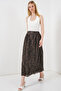 Women's Belted Patterned Skirt 8074 - Smoked - 4