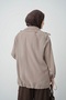 Women's Oversize Jacket with Drawstring Sleeves and Pockets - Mink - 6