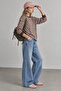 Blue Brown Striped Crew Neck Oversize Sweatshirt |   Mkw2711653-1 - 3