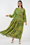 Women's Patterned Long Hijab Dress 2585 - G.Green - 2