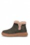 D26Kb-1000 Women's Genuine Leather Flat Boots Khaki - 3