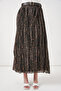 Women's Belted Patterned Skirt 8074 - Smoked