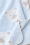 Soft Baby Blanket with Plaid Pattern and Teddy Bear Figure - 3