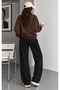 Women's Wide Leg Loose-Fit Sweatpants - High-Waisted Plain Sports Trousers - 2