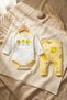 Baby Boy 100% Cotton Chick Patterned 2-Piece Set - Long Sleeve Bodysuit and Stretchy Pants Set - 2