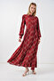 Women's Buttoned Long Hijab Dress 2588 - Burgundy - 3