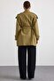 Water Repellent Trench Coat with Zipper Closure and Cape and Epaulette Details A.Haki̇ 6919 - 8