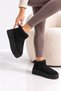 Women's Black Suede Wool Inside Thick Sole Boots - 2