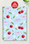 Cherry Design Themed Set of 4 A5 Metal Spiral Bound 2 Pcs. Striped- 2 Pcs. Checkered Cardboard Cover Cherry Design Themed 4-Piece Notebook Set - 4
