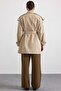 Water Repellent Trench Coat with Zipper Closure and Cape and Epaulet Detail Stone 6919 - 8
