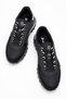 Men's Stitched Hook-And-Loop Leather Sports Shoes Black White - 4