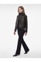 Long Sleeve Zippered Faux Leather Crop Biker Jacket - 3