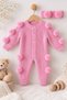 Ponponlu Thessaloniki Knitted Baby Knitwear Jumpsuit Set with Headband - Seamless Soft Baby Jumpsuit - 2