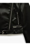 Long Sleeve Zippered Faux Leather Crop Biker Jacket - 6