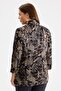 Women's Patterned Jacket with Flap Pockets, Black - 4