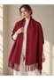 Burgundy 200X70 cm Women's Soft Textured Tasseled Solid Color Shoulder Shawl Sal1333 - 2