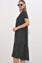 Women's V-Neck Polka Dot Dress 2624 - Black - 3