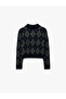 Buttoned, Stoned, Diamond Patterned Polo Collar Knitwear Cardigan - 6