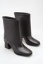 Women's Brown Square Toe Thick Heel Boots