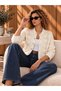 Cream-Colored Knitwear Cardigan with Lace Detail on the Front - 4