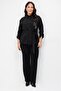 Women's Belted Stone Embellished Shirt Black - 4