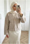Women's Cashmere Felt Textured Furry V-Neck Single Button Short Jacket with Pockets - 4