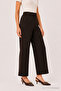 Wide Leg Fabric Brown Trousers with Bell Bottoms and Rubber Detail P-0102 - 3