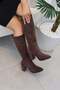 Women's Lamor Brown Suede 7 cm Heeled Side Zipper Below the Knee Boots 400 - 4