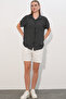3711 Women's Polka Dot Half Sleeve Shirt - A.Black