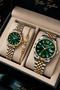 Original Women's Men's Lover Couple Combination Wristwatch Set Steel Band Waterproof Stylish with Box Tje2098C3 - 2