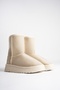 Women's Beige Suede 5cm Thick Heeled Winter Casual Boots with Fur Inside - 5
