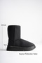 Women's Black Suede 5cm Thick Heeled Winter Casual Boots with Fur Inside - 2