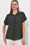 3711 Women's Polka Dot Half Sleeve Shirt - A.Black - 3